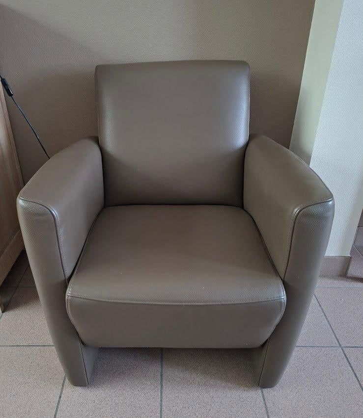 Fauteuil/fauteuil club élégant en cuir intégral - taupe, Moins de 75 cm, Comme neuf, Enlèvement, Cuir