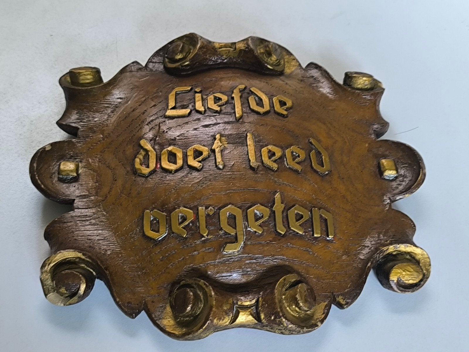 Oud wandbord met mooie spreuk, Ophalen of Verzenden