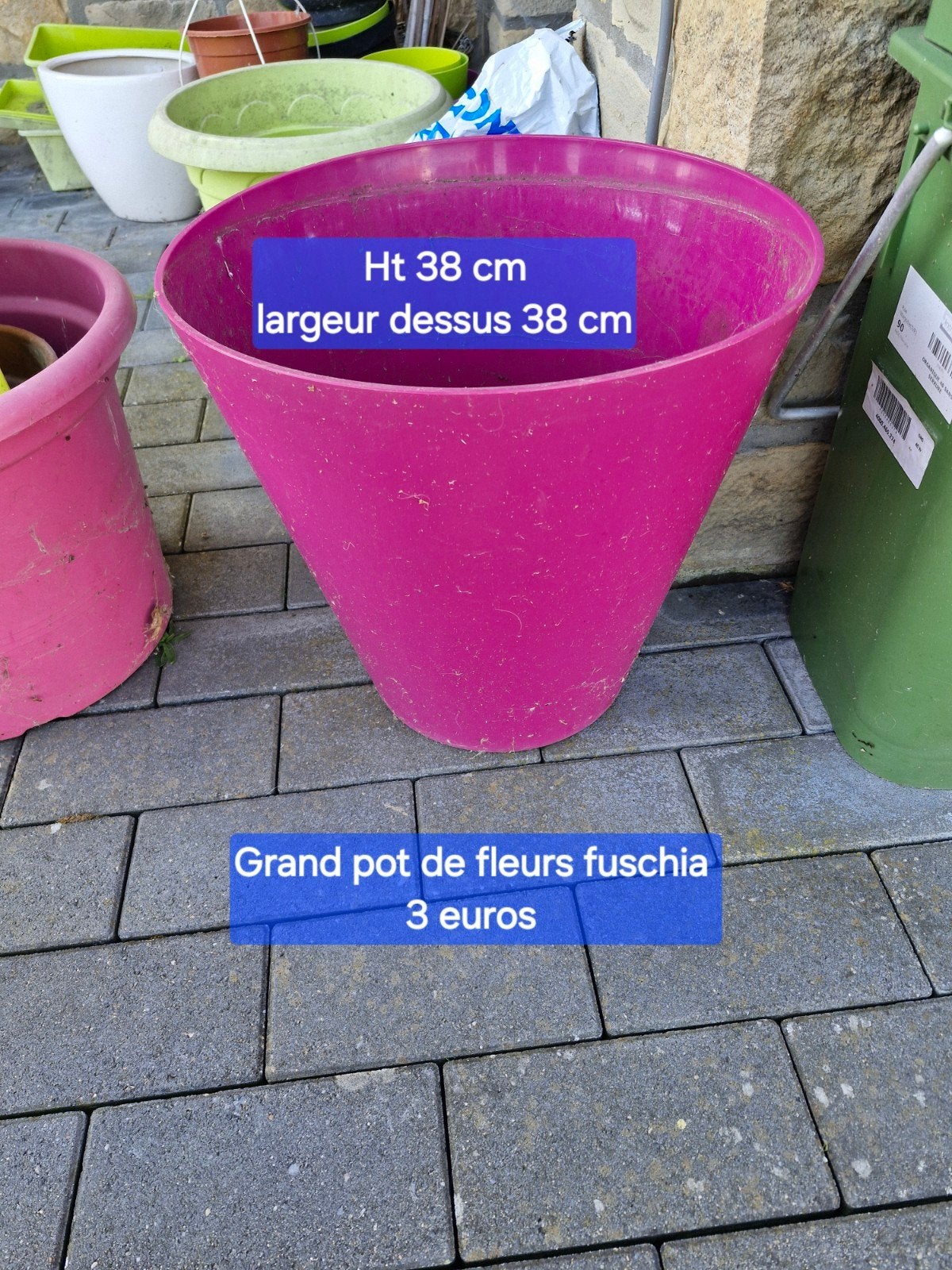 Grote fuschia pvc bloempot, Ophalen