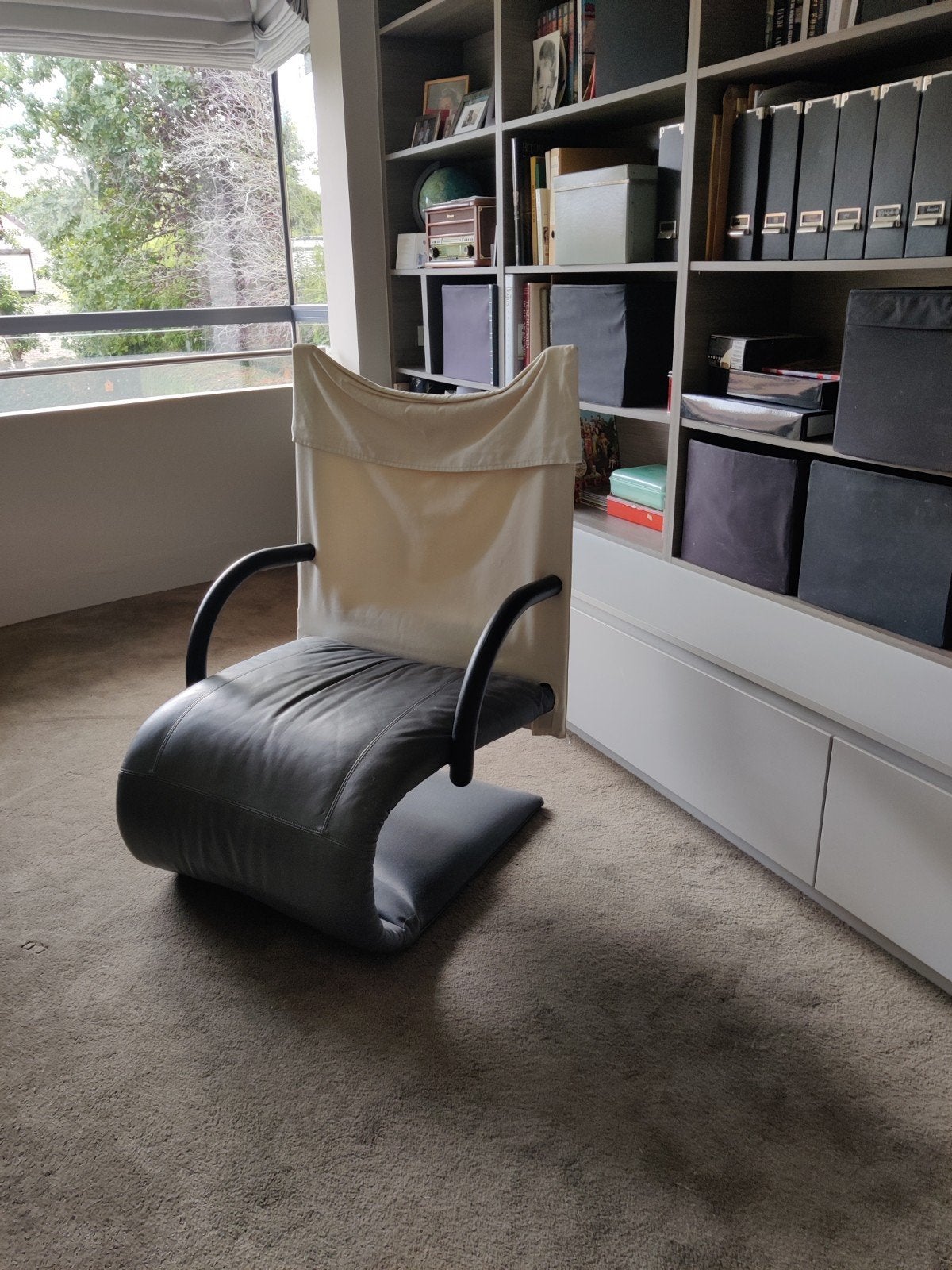 éénzit ecru/grijs+roze van Ligne Roset/poef+2de hoes rose, Huis en Inrichting, Ophalen, Gebruikt, Design 1980, Minder dan 75 cm