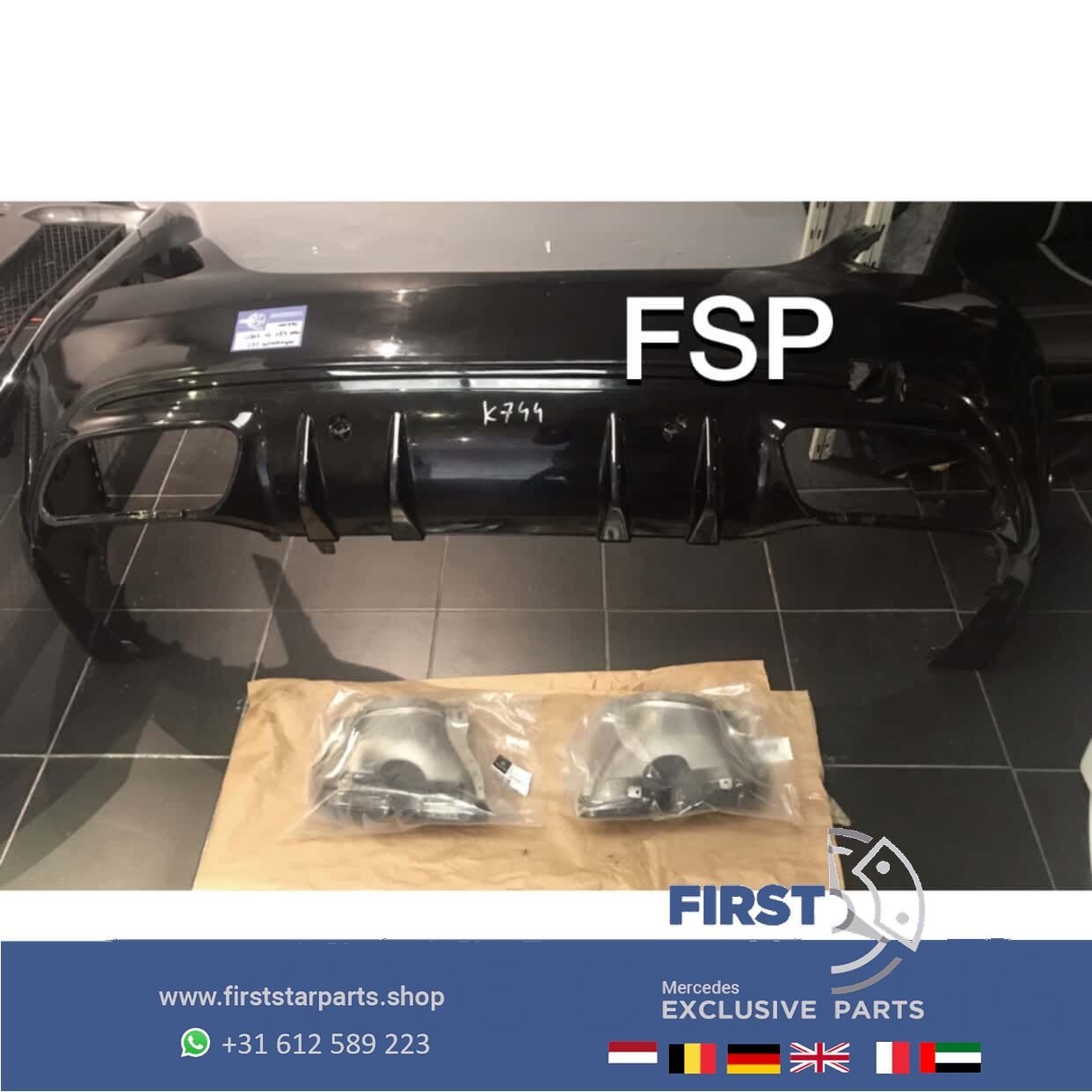 W205 C63 AMG ACHTERBUMPER + UITLAATSIERSTUKKEN SET Night Pak, Arrière, Utilisé, -, -