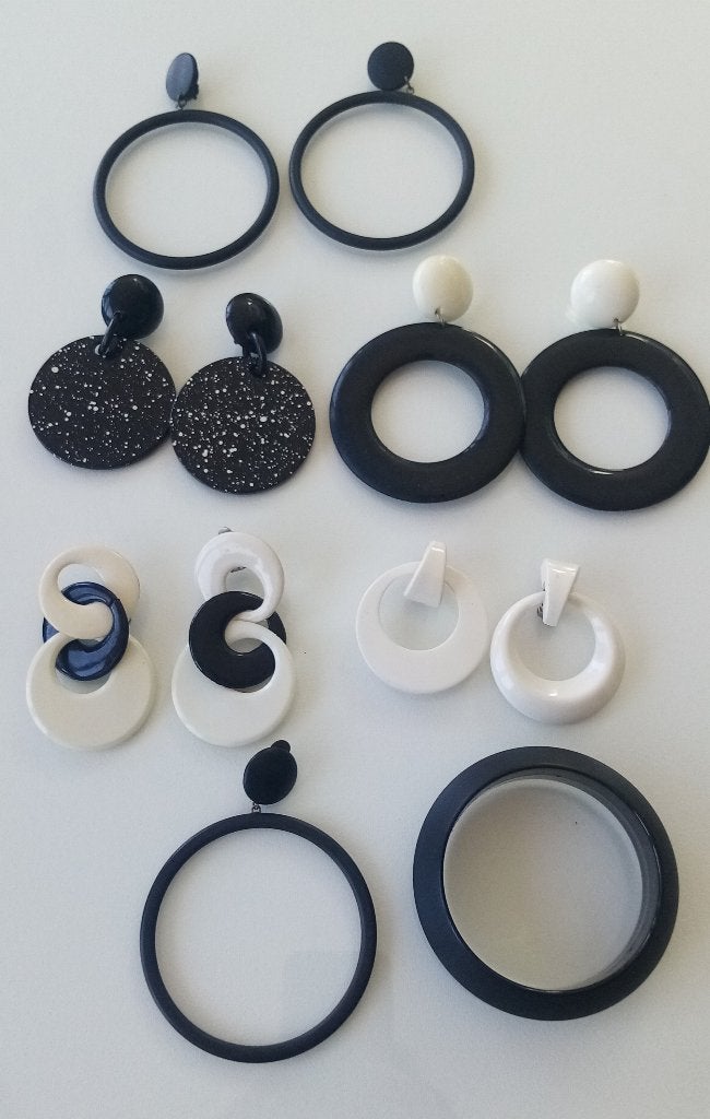 Set 5 paar clipoorbellen+ armband vintage 80's Onberispelijk, Ophalen, Zo goed als nieuw, Overige kleuren