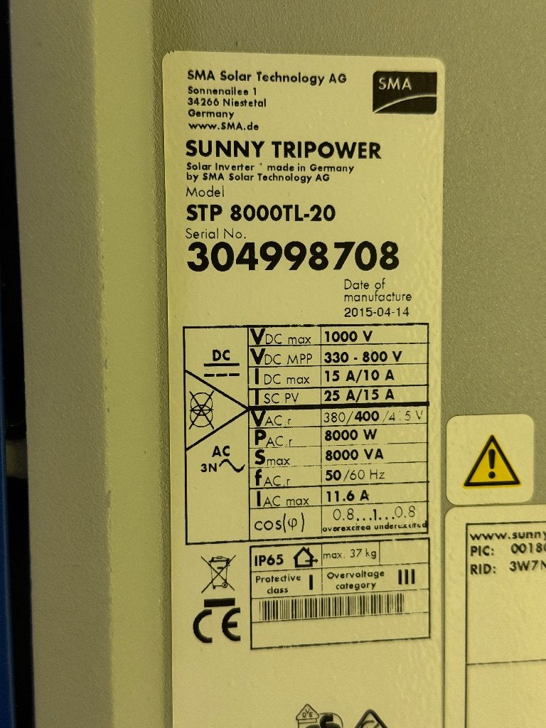 SMA Sunny Tripower 8.0 Omvormer (3-fase), Doe-het-zelf en Bouw, Ophalen, Gebruikt, Overige typen