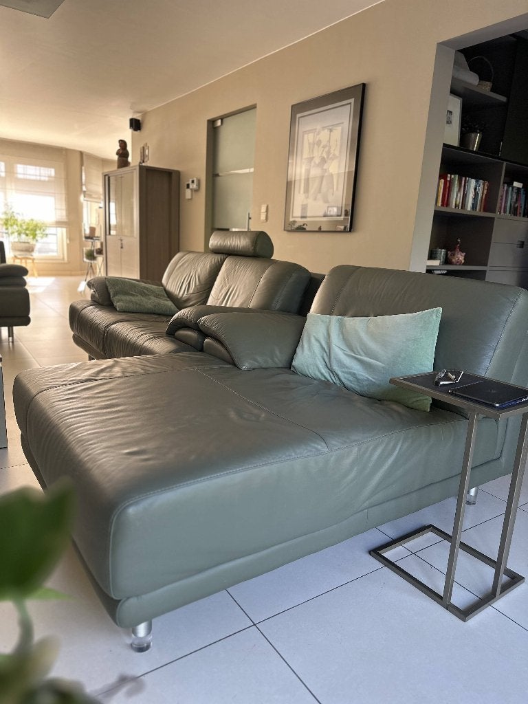 Lederen salon met chaise longue – Hollywood, Ophalen, Gebruikt, 150 tot 200 cm, Tijdloos, modern
