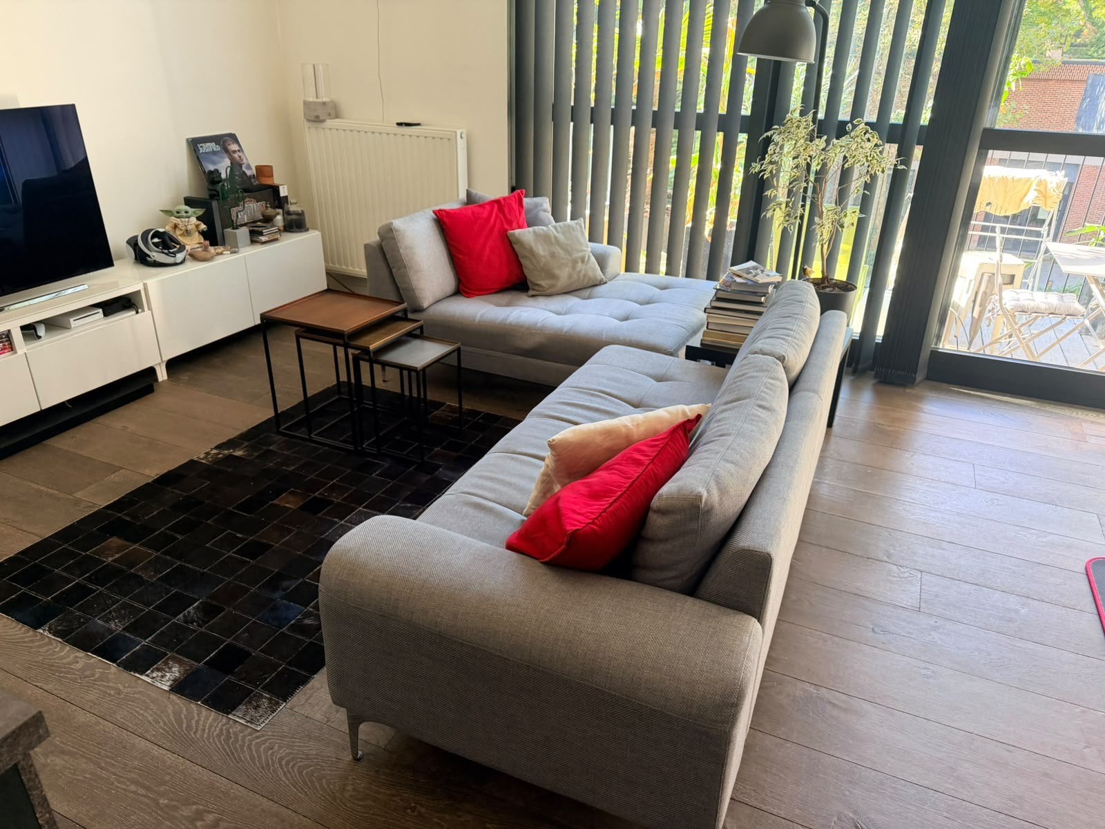 Canapé modulable gris clair en tissu – 2 modules – 350 €, Maison & Meubles, Enlèvement, Utilisé, Tissus, Moderne