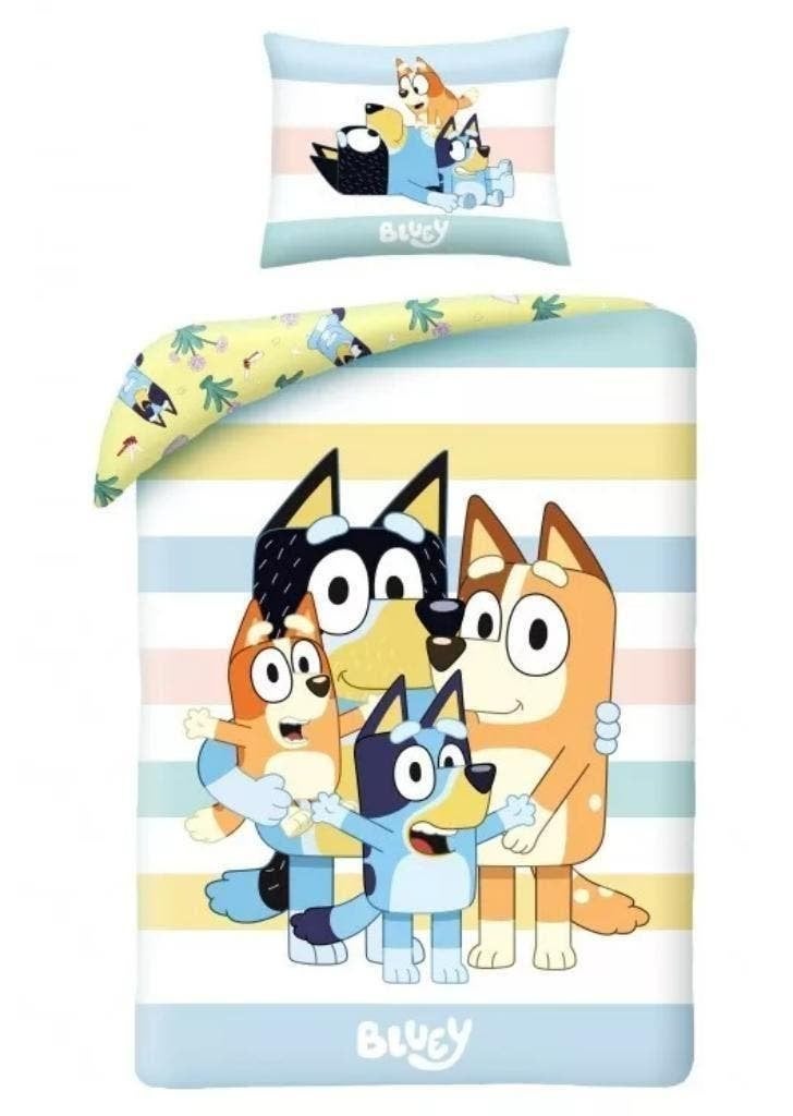 Bluey Dekbedovertrek 140 x 200 cm - Family - Katoen, Nieuw, Ophalen of Verzenden, Dubbelzijdig, Meerkleurig