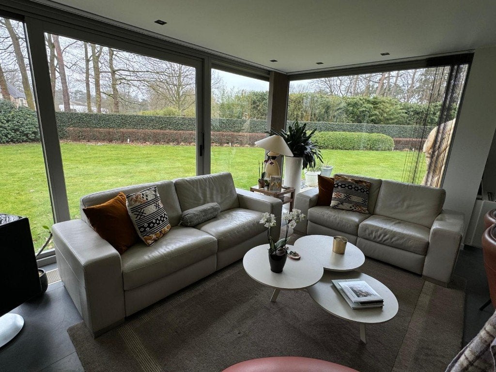 Lederen salon, ruime 2-zit en 3-zit, Huis en Inrichting, Ophalen, Gebruikt, Leer, Modern