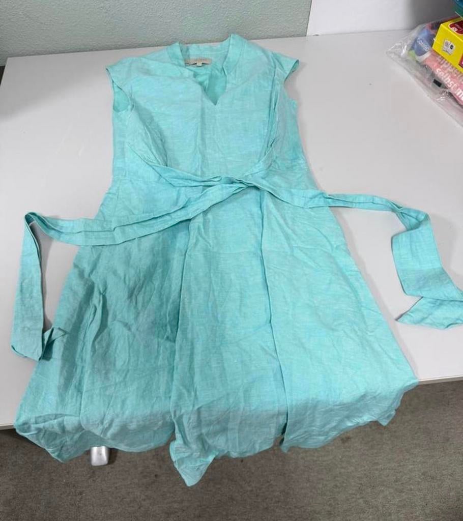 Hobbs London jurk turquoise mouwloos + touw ceintuur 36-S, Blauw, Ophalen of Verzenden, Zo goed als nieuw, Maat 36 (S)