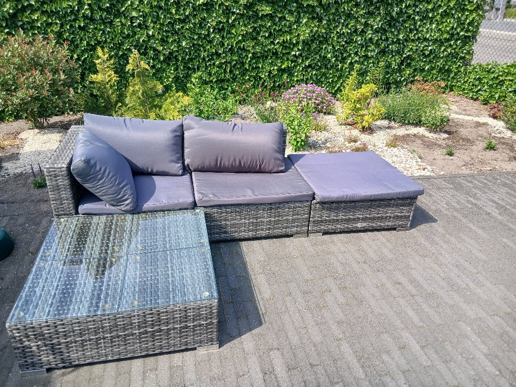 Loungeset, Ophalen, 4 zitplaatsen, Rotan, Bank