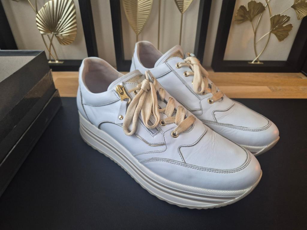Baskets cuir blanc/or Nero Giardini 40, Blanc
