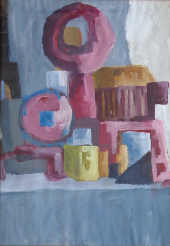 ONBEKEND / ABSTRACTIE / OLIEVERF PAPIER / 103x73cm / KADER, Ophalen