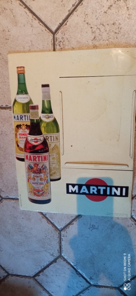 Ancienne tôle signée MARTINI tarif pas plaque émaillée, Collections, Enlèvement ou Envoi, Utilisé