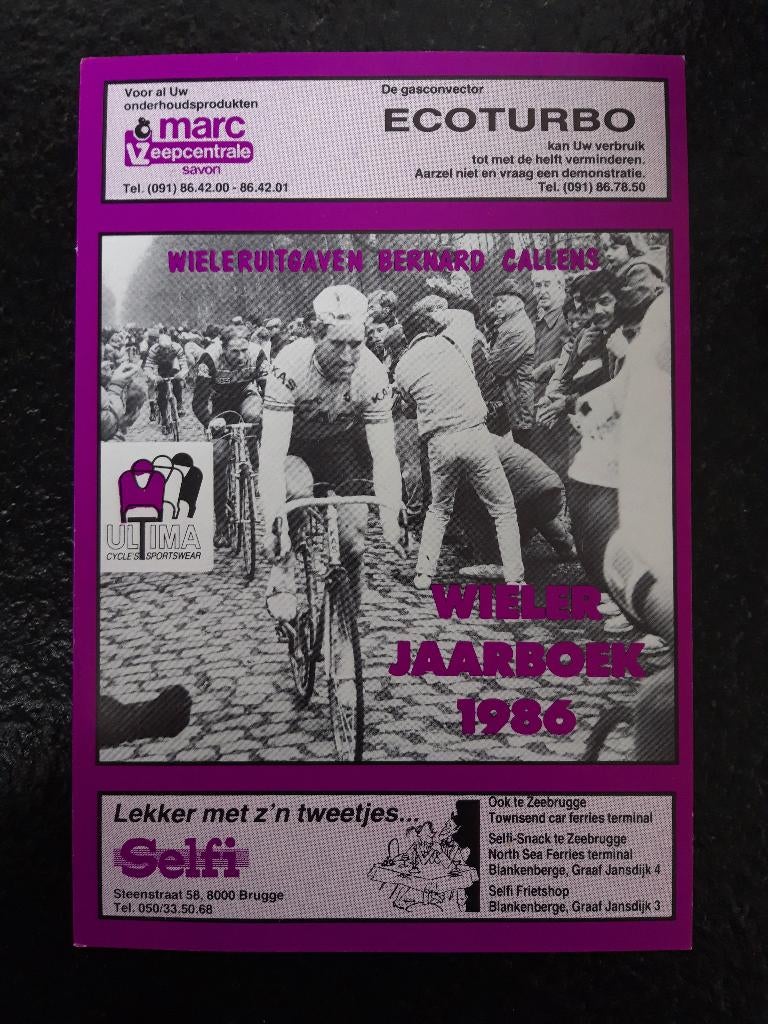 Annuaire cycliste 1986 (couverture Sean Kelly), Neuf, Envoi, Bernard Callens, Course à pied et Cyclisme