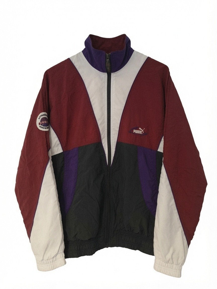 Vintage Puma windbreaker/ track jacket 90's style L, Ophalen, Paars