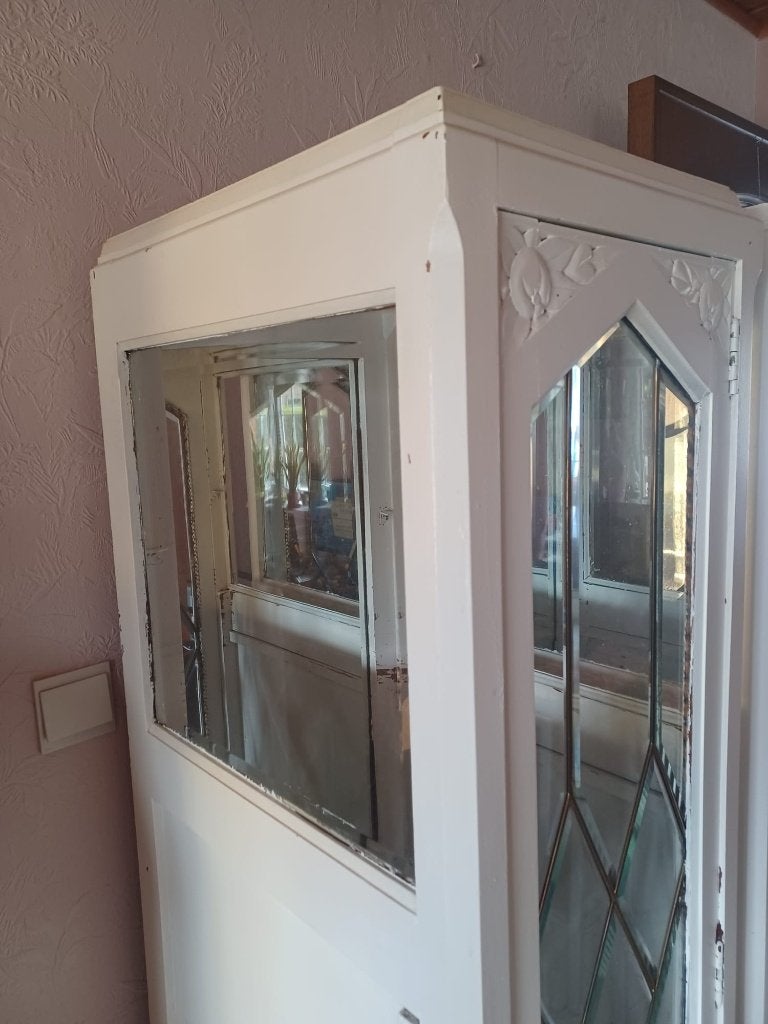 Paire de vitrines anciennes en vitrail blanc, Enlèvement, Utilisé, Verre, Avec porte(s)