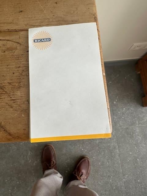 Ricard nota boekje, Verzamelen, Merken en Reclamevoorwerpen, Ricard, Overige typen, Ophalen of Verzenden, Zo goed als nieuw