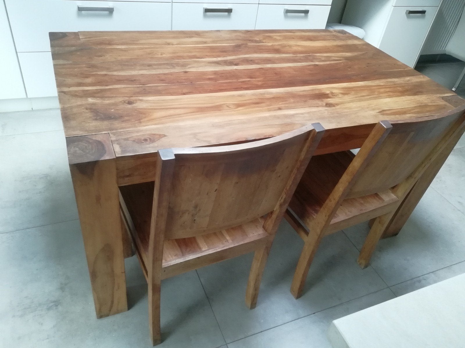 table à manger avec chaises et banc, Maison & Meubles, Quatre personnes, Teck, Enlèvement, Utilisé