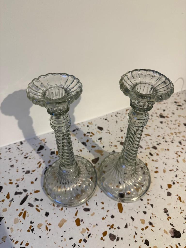 Vintage glazen kandelaars set – retro design, Enlèvement