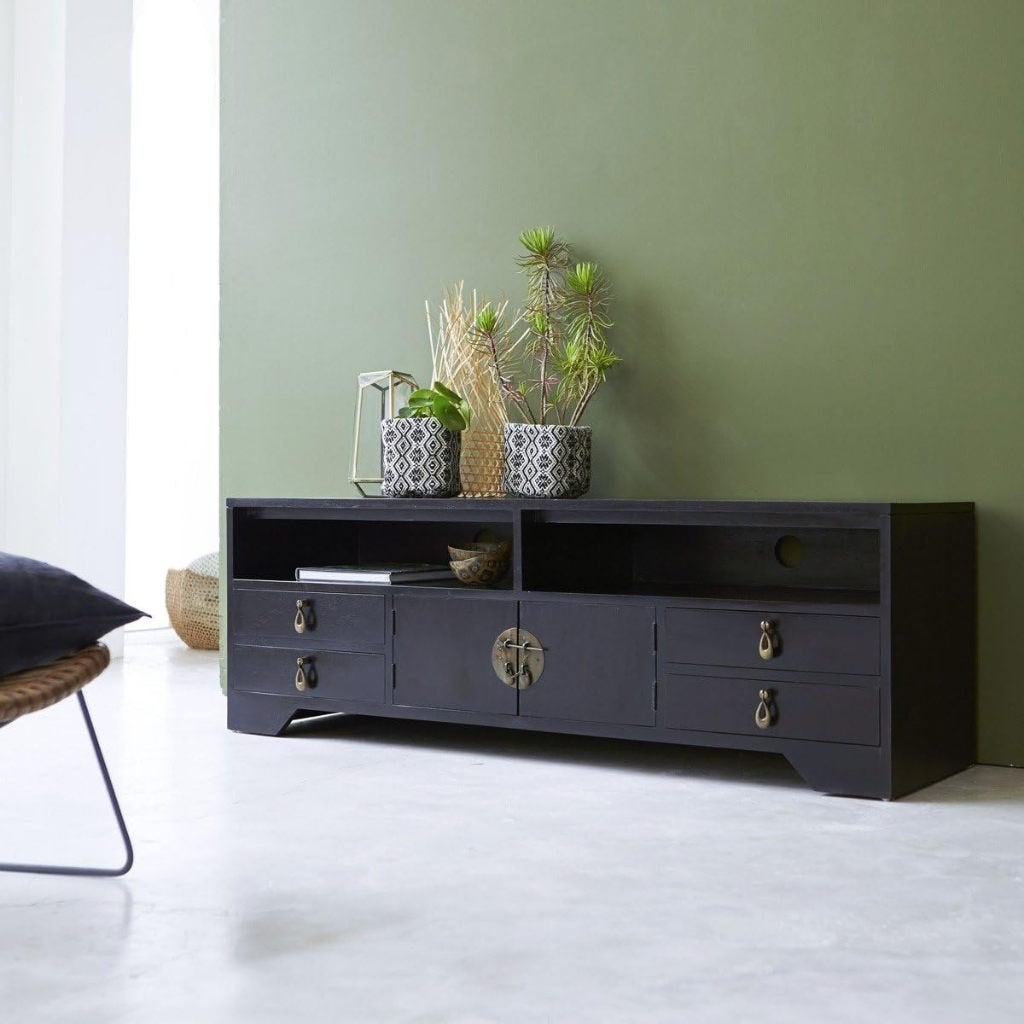 Meuble TV Tikamoon Yong H 50 x L 150 x P 45 cm, Ophalen, Overige materialen, 75 cm of meer, 50 tot 100 cm