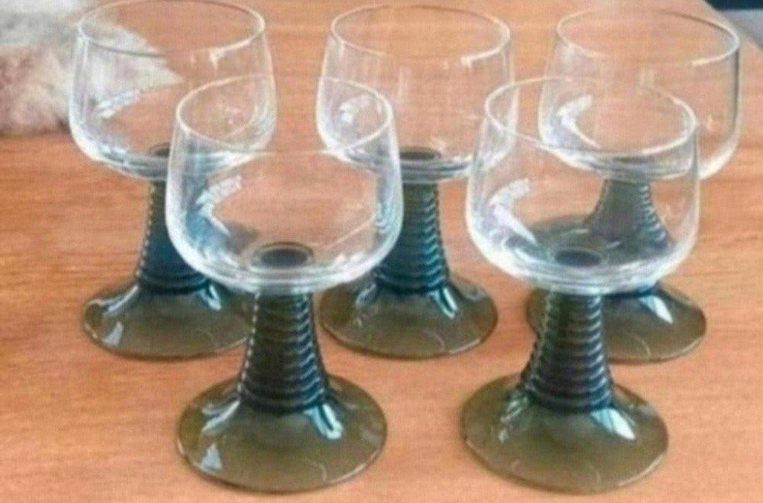 5 oude moezel wijnglazen, Ophalen of Verzenden