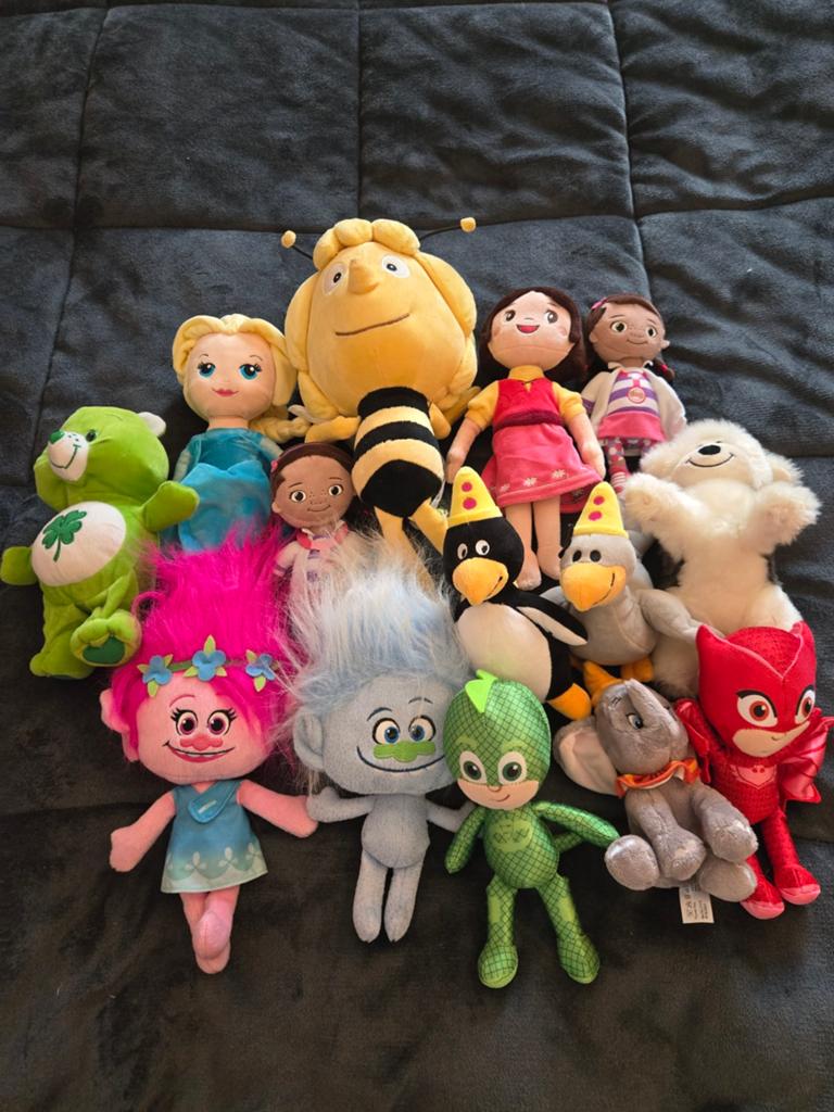 14 pluche knuffels van studio 100 tot Frozen en Trolls, Enlèvement