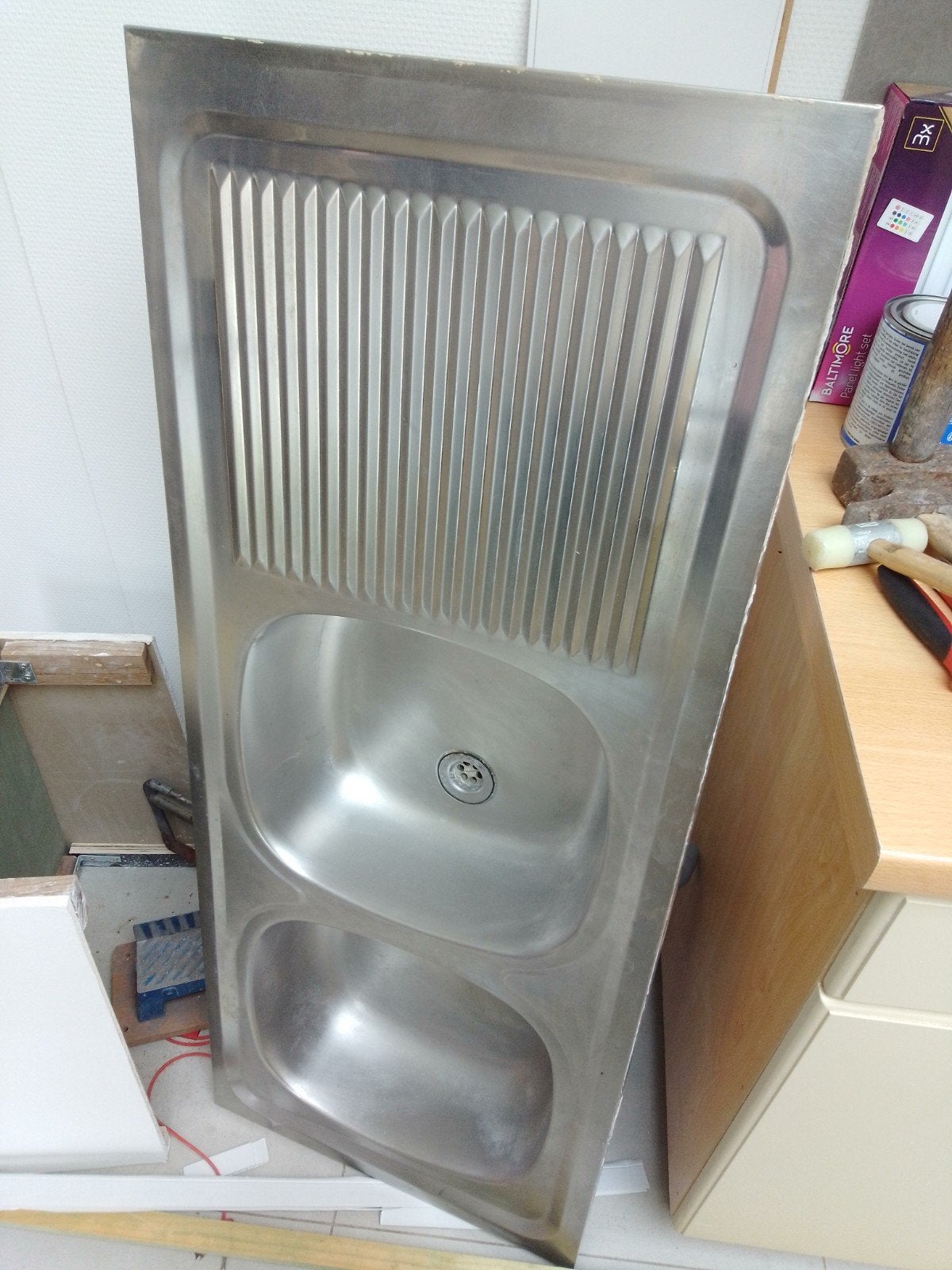 Inox dubbele wastafel, Ophalen