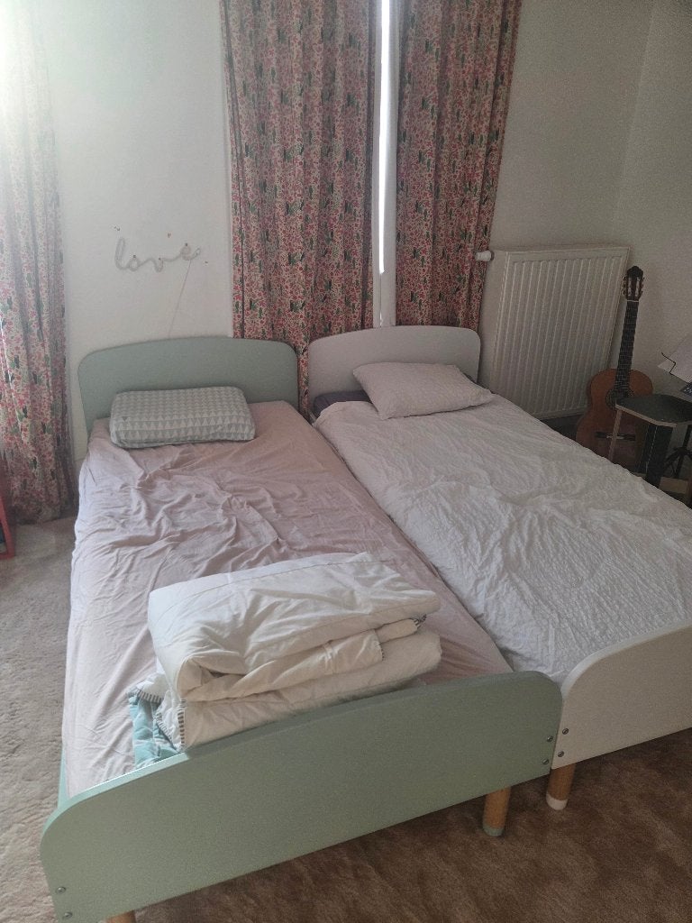 Eenpersoonsbed mintgroen of wit, Huis en Inrichting, Ophalen, Gebruikt, 90 cm, Eenpersoons