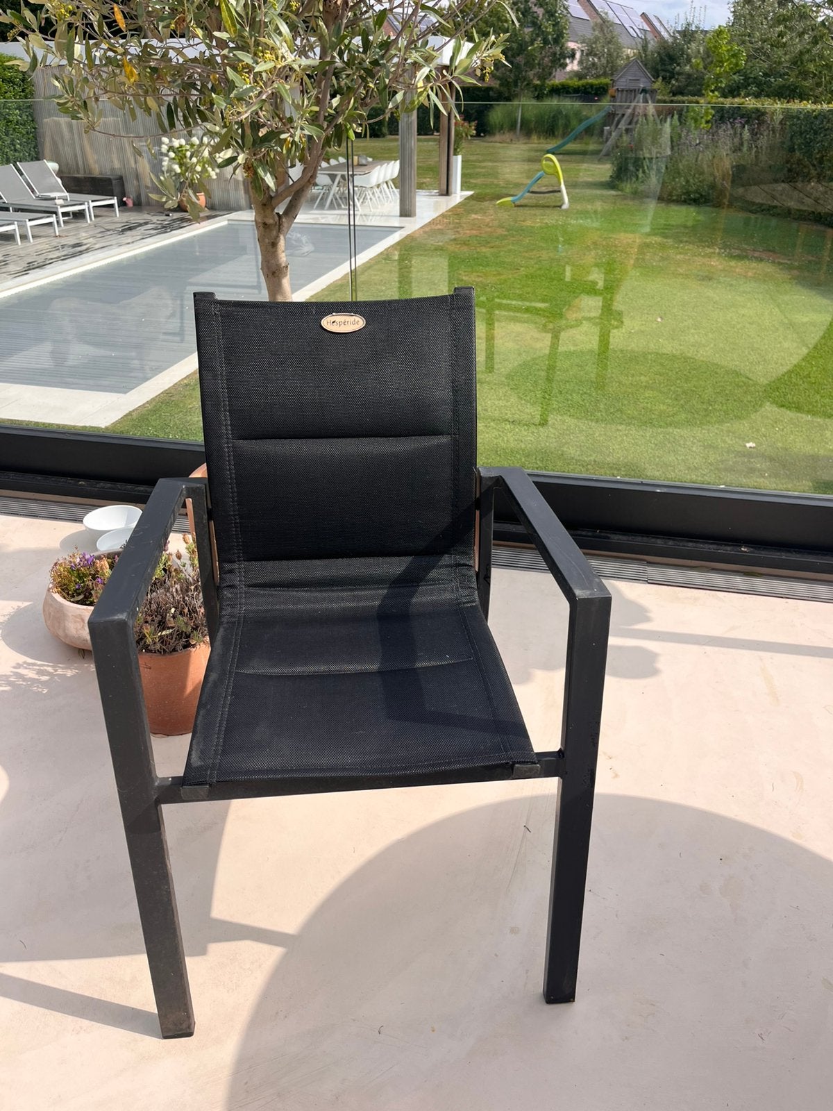 8 zwarte aluminium tuinstoelen, Jardin & Terrasse, Chaises de jardin, Enlèvement, Comme neuf, Aluminium