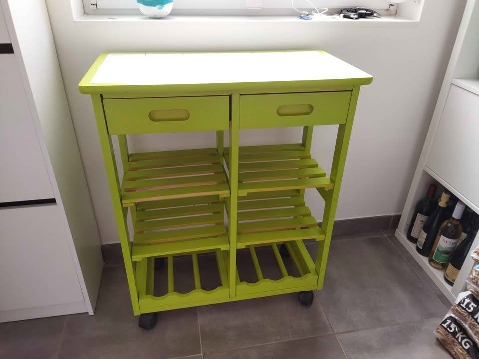 Desserte meuble de rangement cuisine vert anis, 25 à 50 cm, Enlèvement ou Envoi, 50 à 100 cm, Utilisé