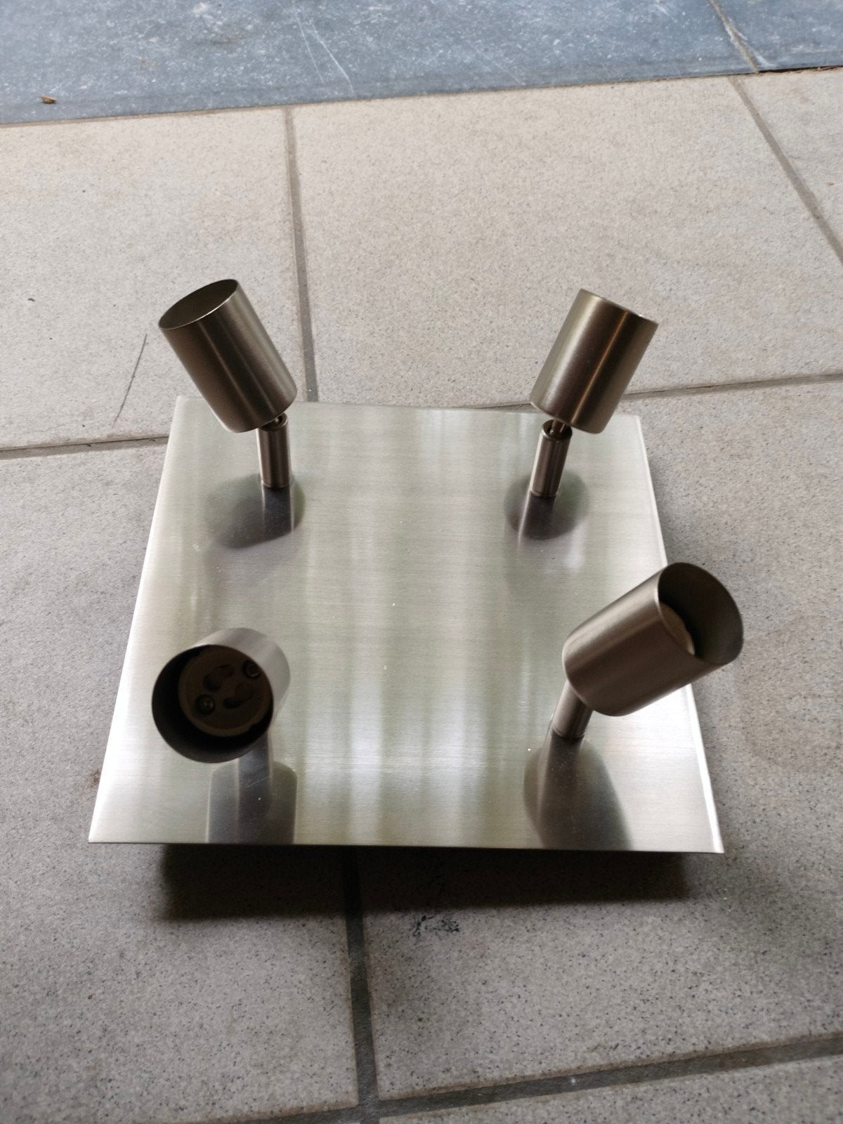Inox luster met 4 spots. 2525 CM., Enlèvement