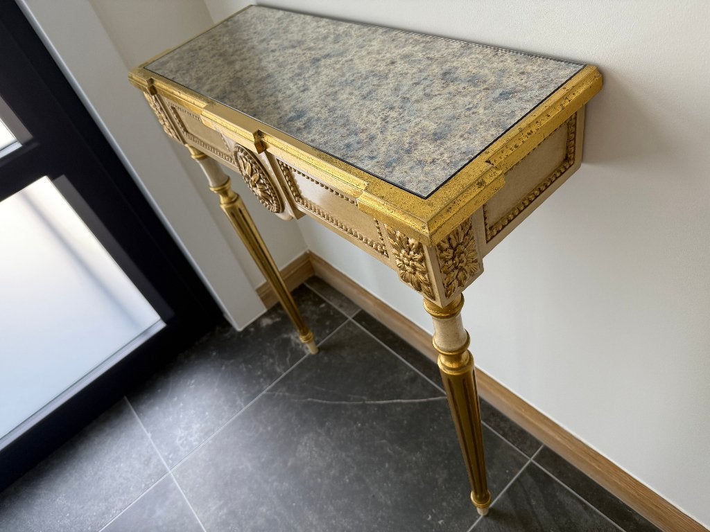 Prachtige goudkleurige houten vintage wandconsole Deknudt, Antiek en Kunst, Ophalen