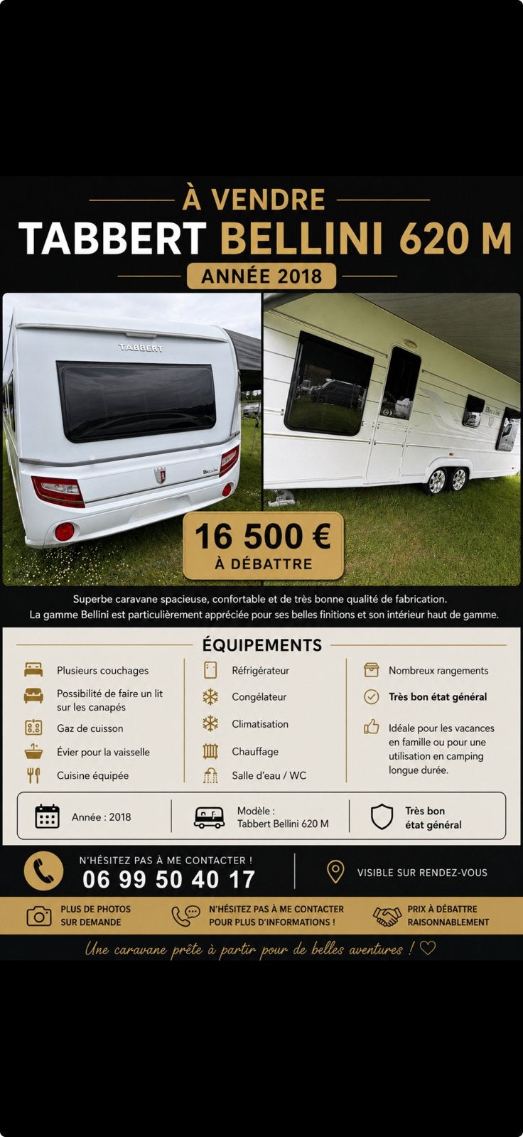 Caravane tabbert, Caravanes & Camping, Particulier, Réfrigérateur, Tabbert