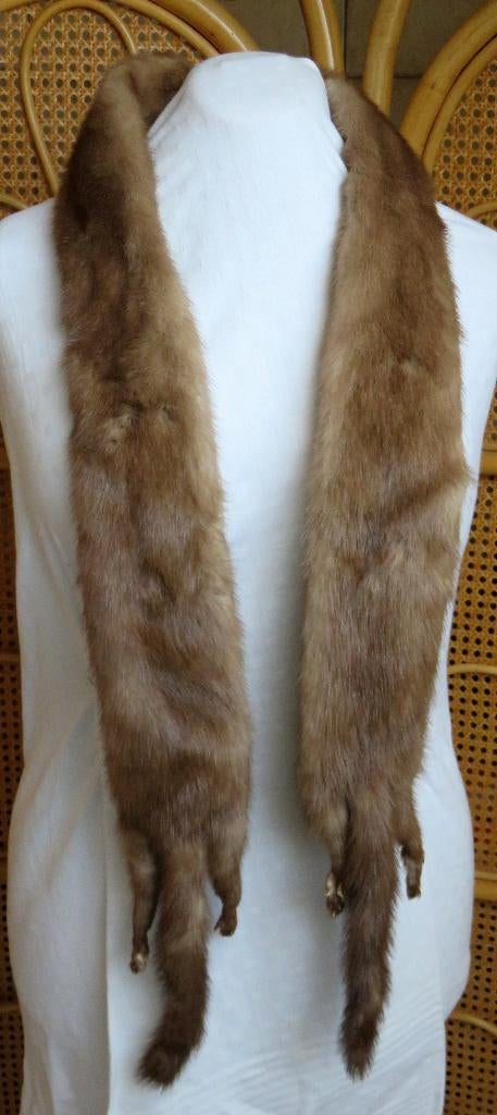 VINTAGE Echarpe cravate 2 visons, Enlèvement ou Envoi, Beige
