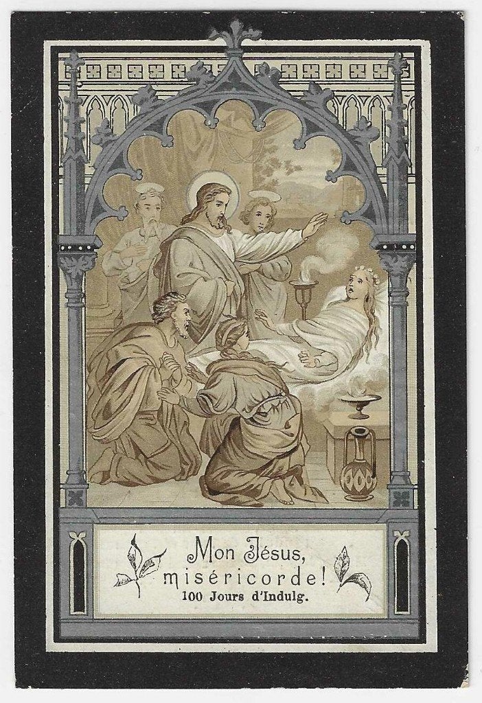 Désiré Lesceux, ? 1821 - Sivry 1896, Enlèvement ou Envoi, Image pieuse