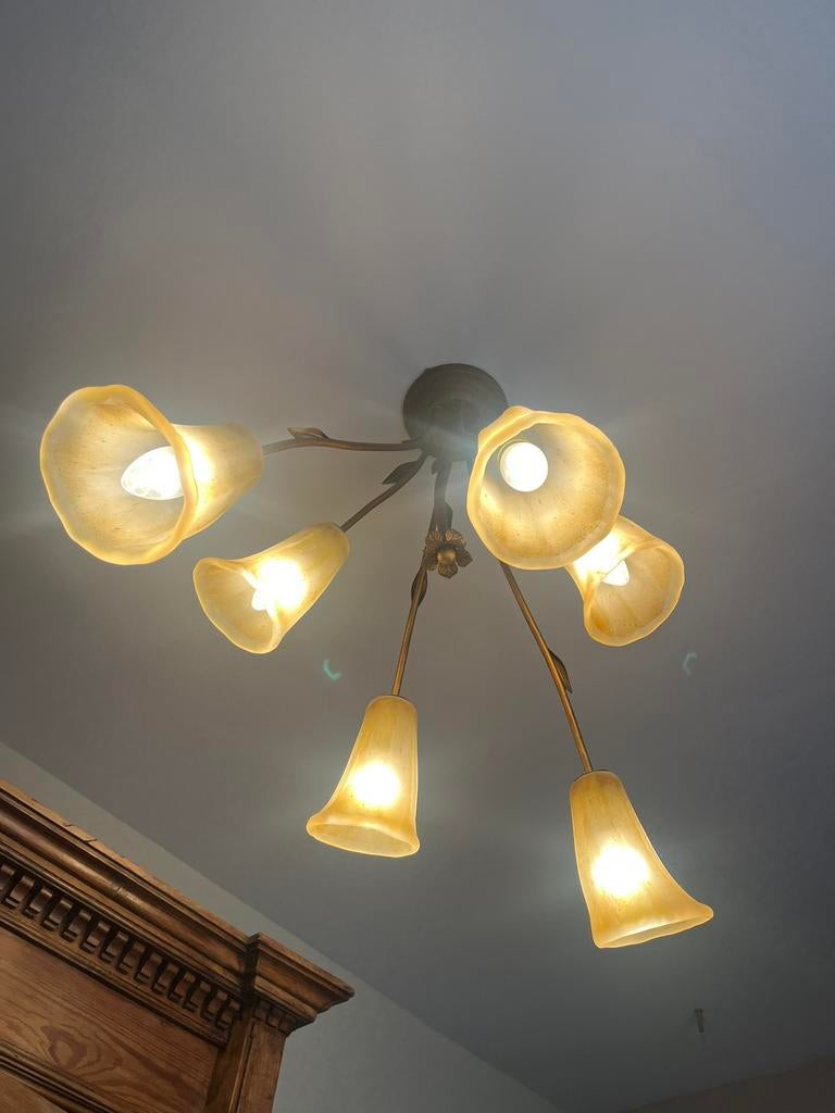 Landelijke plafondlamp, Ophalen, Zo goed als nieuw, Glas, Landelijke stijl