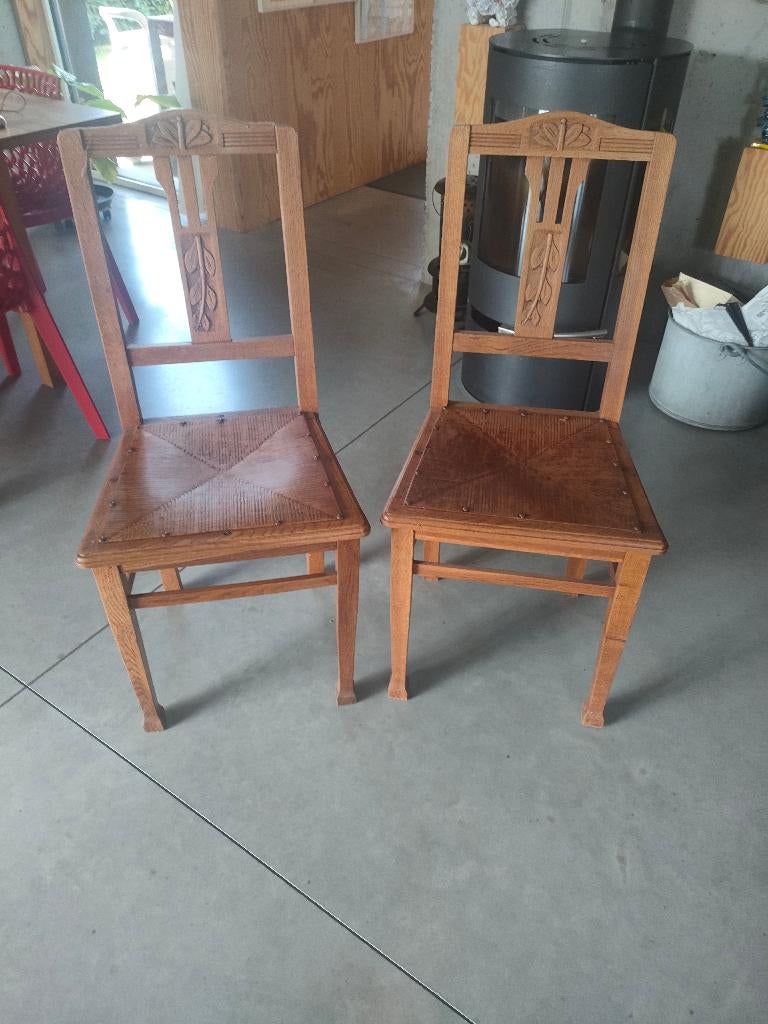 2 houten antieke/brocante stoelen, Enlèvement