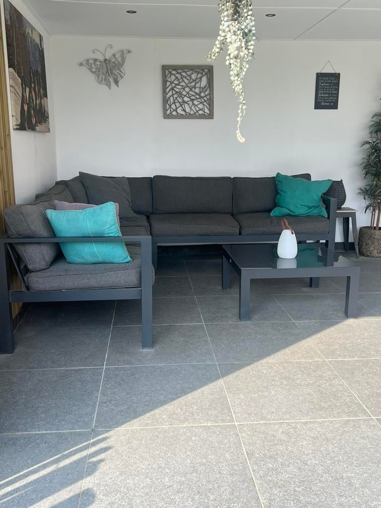Loungeset met tafel Aluminum, Tuin en Terras, Tuinsets en Loungesets, Ophalen, Zo goed als nieuw, Aluminium, Loungeset