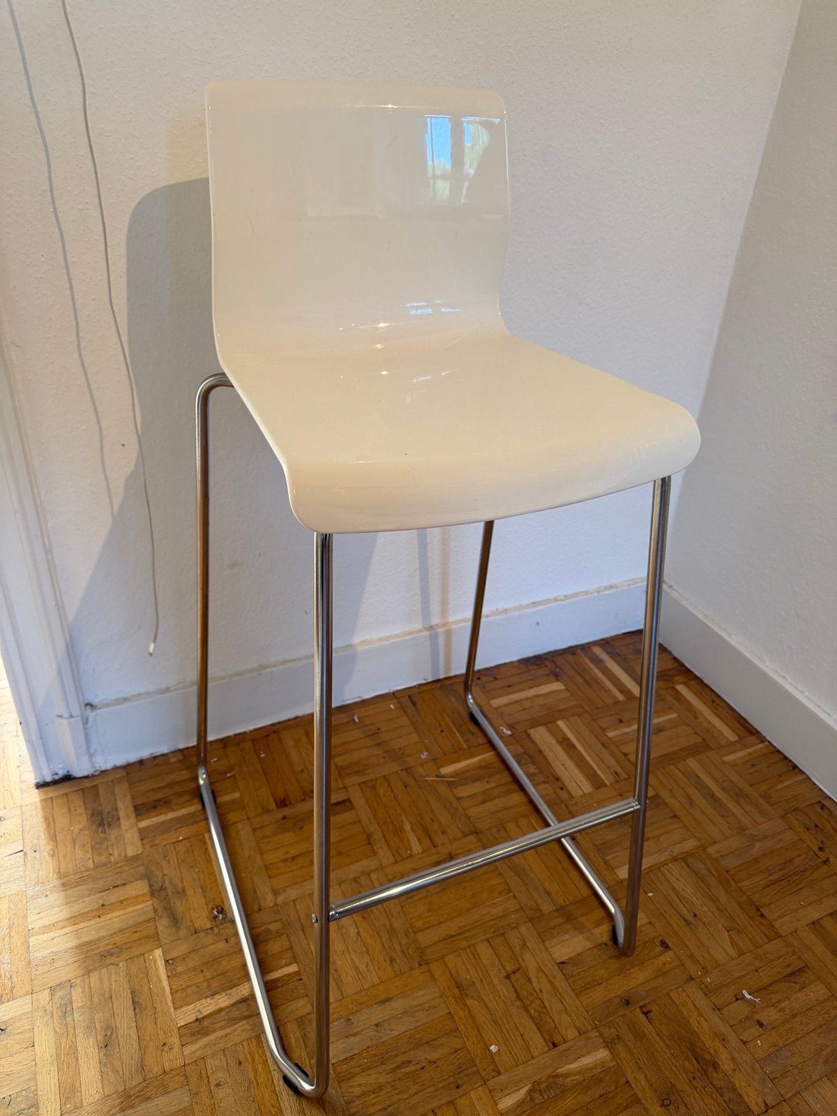 IKEA GLENN Tabouret de bar, blanc/chromé, Maison & Meubles, Tabourets de bar, Enlèvement, Comme neuf