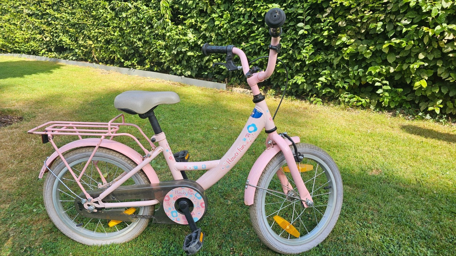 kinderfiets roze 16", Ophalen, Gebruikt, Terugtraprem, 16 tot 20 inch