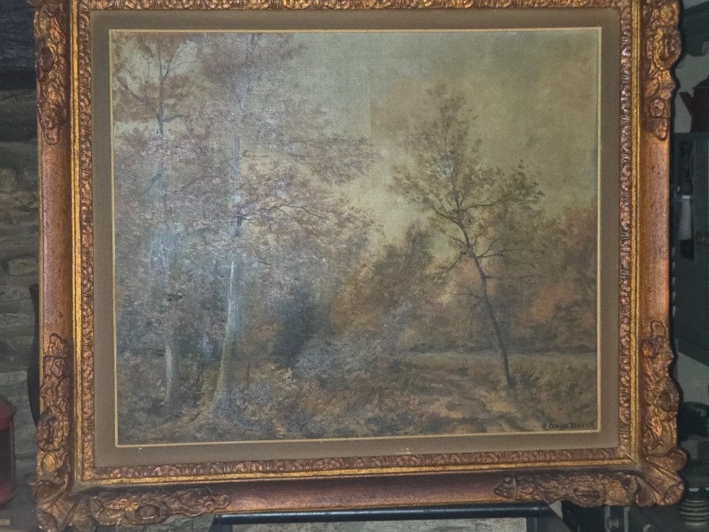 Tableau Hapoebeerk, Enlèvement ou Envoi, Paysage, Toile, Vintage