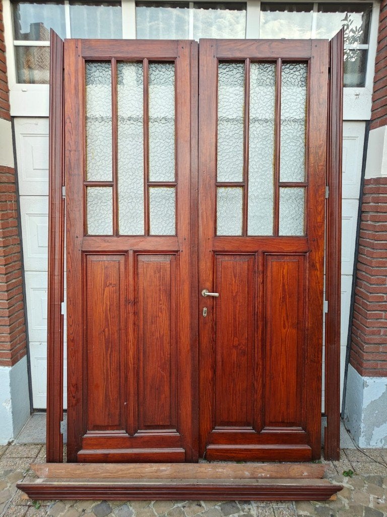 Dubbele deur herenhuis met glas met omkasting, Ophalen, Glas
