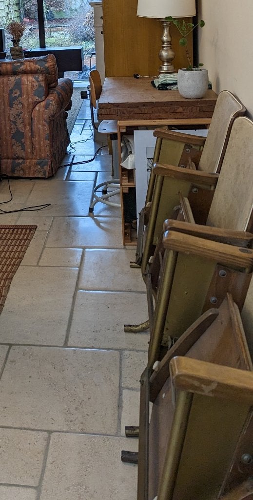 Rij (5) vintage cinema stoelen, Ophalen