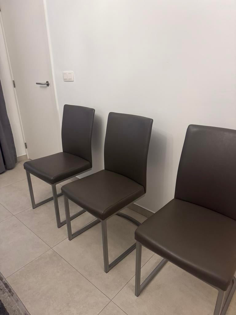 4 lederen stoelen, Enlèvement, Utilisé, Brun, Quatre