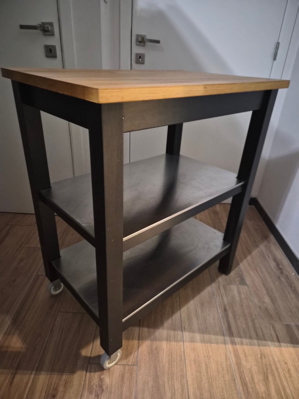 Desserte de cuisine IKEA – Bois, inox et roulettes – 80  51, Maison & Meubles, Enlèvement, Utilisé