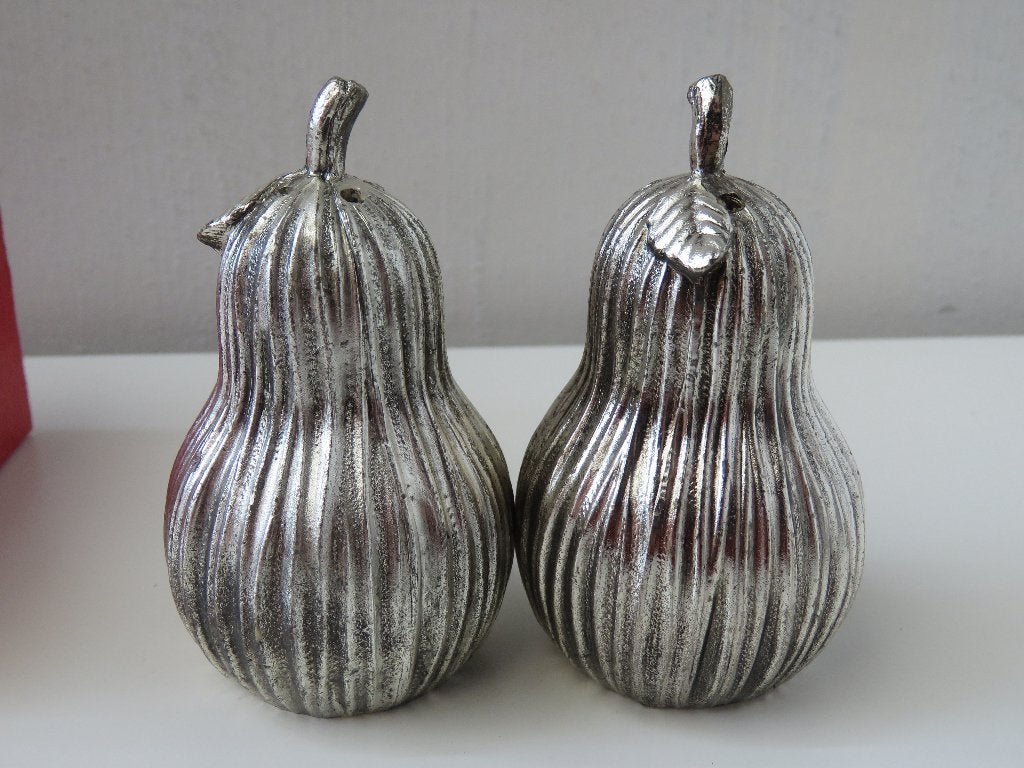 Wit brons peper- en zoutstel , peervorm jarenn 60-70, Antiek en Kunst, Ophalen of Verzenden
