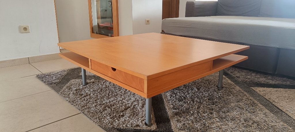 Table basse avec tiroirs pour salon 95x95x30cm, 50 à 100 cm, Carré, Enlèvement, Utilisé