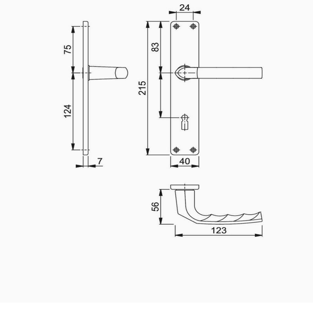 5 Set poignée de porte avec plaque de protection en alu, Bricolage & Construction, Enlèvement, Neuf, Autres matériaux, Loquet ou Poignée