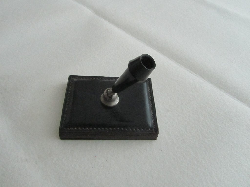 DELVAUX Zwarte leren pennenhouder voor op het bureau, Verzenden, Zwart