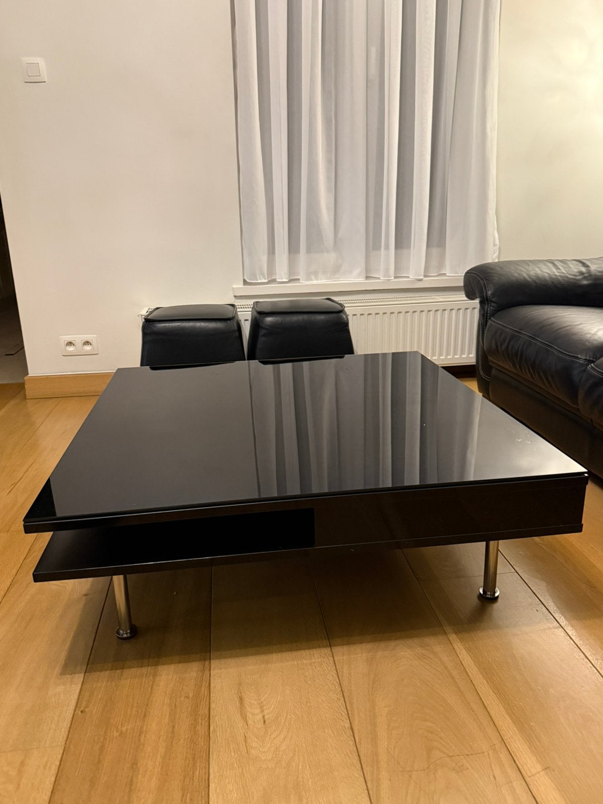 Table basse laqué avec verre trempé noir, Enlèvement, Comme neuf, Verre