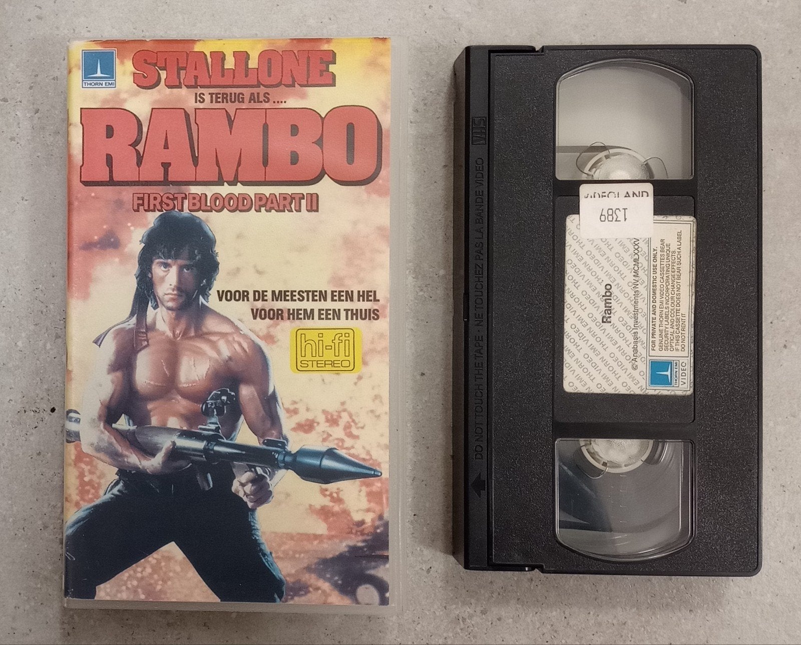 Rambo First Blood II. Vhs Dutch ex-rental ex-videotheek., Cd's en Dvd's, Ophalen of Verzenden, VHS, Ex-rental